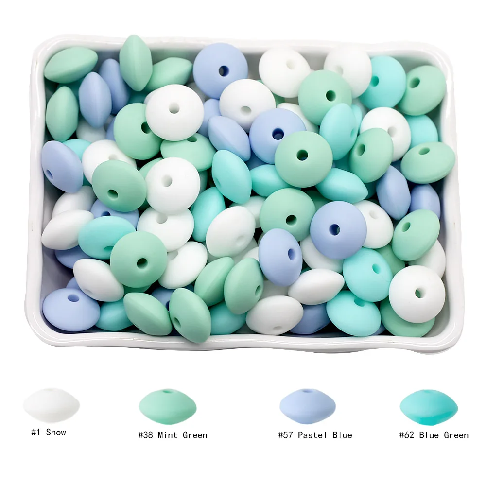 Cute-Idea 20pcs Silicone Lentil Abacus Beads 12mm Baby Rodent Beads DIY Pacifier Chain Teething Toys Accessories Baby goods