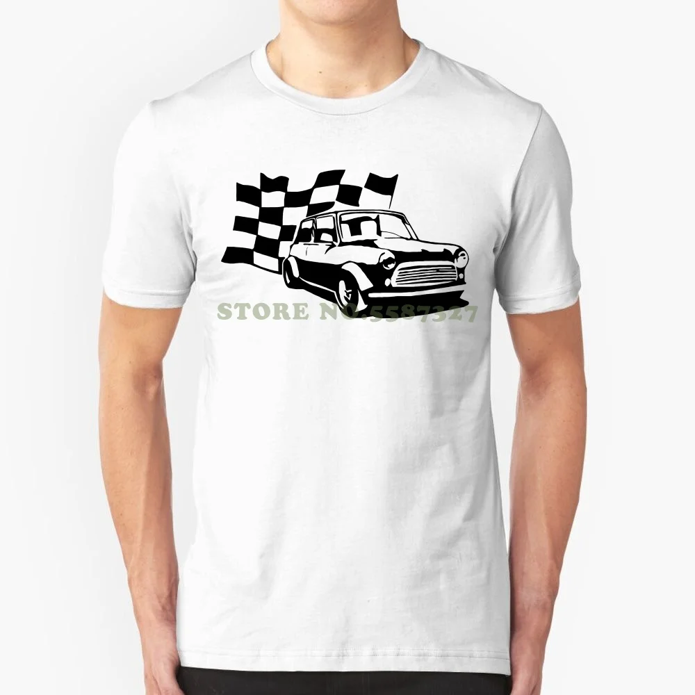 Austin Mini T Shirt Chequered Flag Design Top Tee 100% Cotton Humor Men Crewneck Tee Shirts