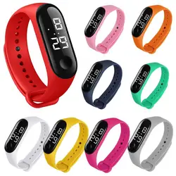 M3 reloj de pulsera deportivo electrónico Digital para niños y niñas, correa ajustable de Color sólido, LED