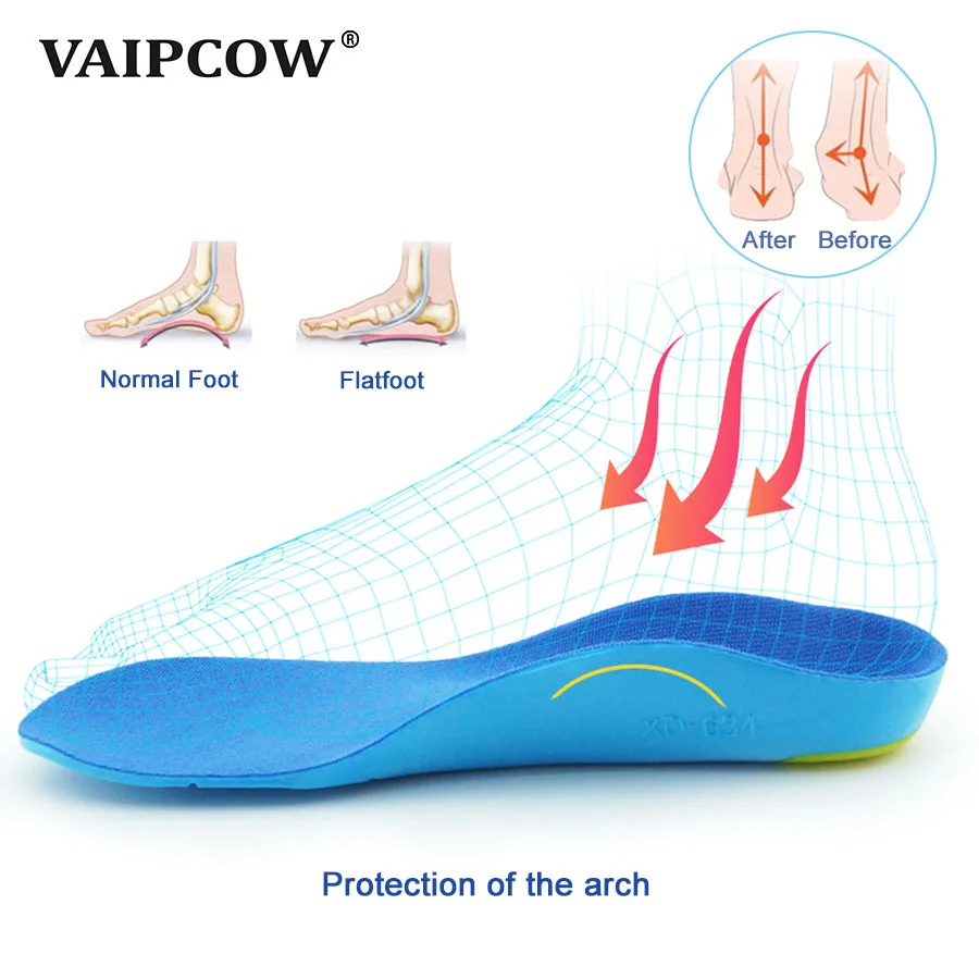 VAIPCOW-Palmilhas para Crianças Orthosis Flat Pé, Orthosis Palmilha, Orthosis Palmilha, O X Leg, Valgus Arch, Recomendado pelo Médico