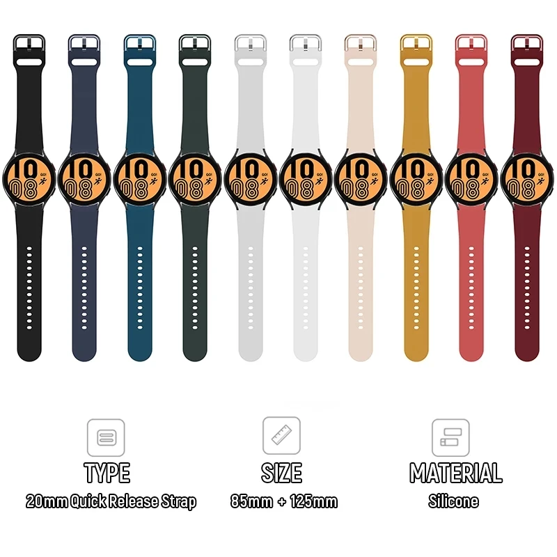 BEHUA 20mm Watch Strap for Samsung Galaxy Watch 4 40mm/44mm Gear S2 Active 2 Watchband Watch4 Classic 42mm 46mm Correa Bracelet
