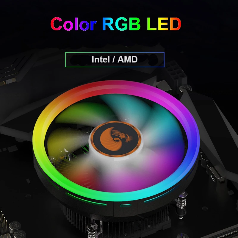 12cm RGB CPU Cooler Radiator LED Colorful PC Computer Cooling Fan Aluminum Heat Sink for Intel AMD 75W Power Reduce Temperature