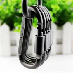 Tactical D Keychain Shape Hook Buckle Clip Climbing Army Carabiner Hanging fit Outdoor Silver camping survival edc