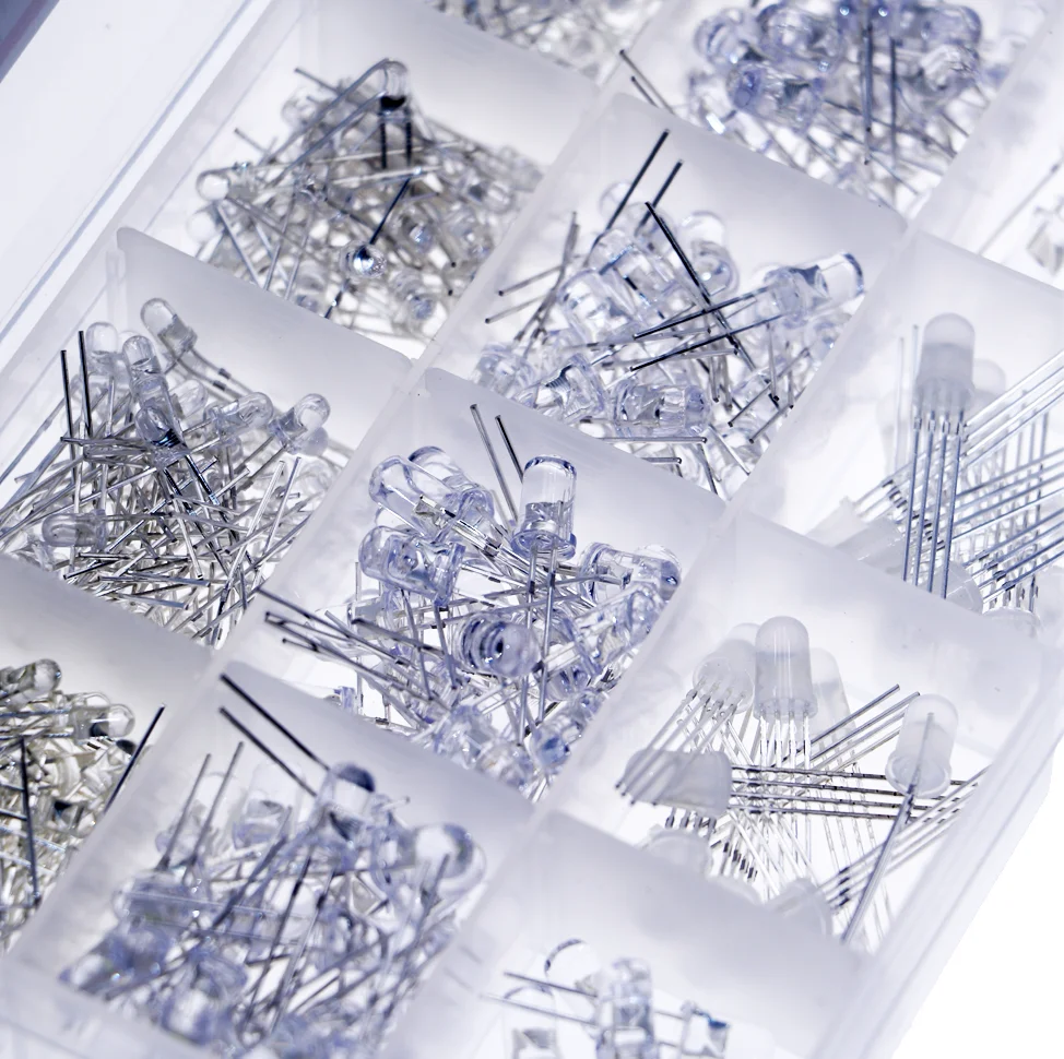 450Pcs/Box White Green Red Blue Yellow UV LED Ultraviolet Light-emitting Diode Slow/Fast Flash RGB Light