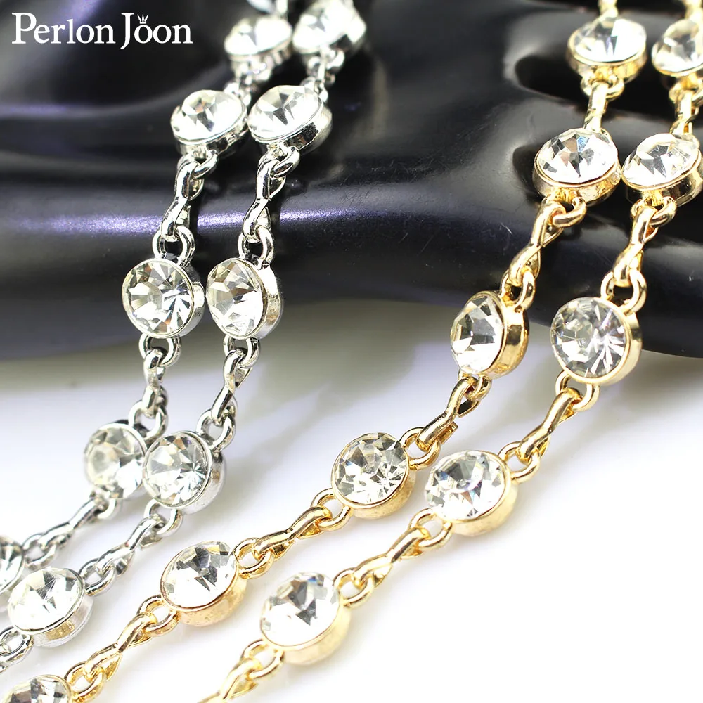 1 yard plating metal chain Single crystal rhinestone trim, used for bags, shoes, jeans accessories ML129