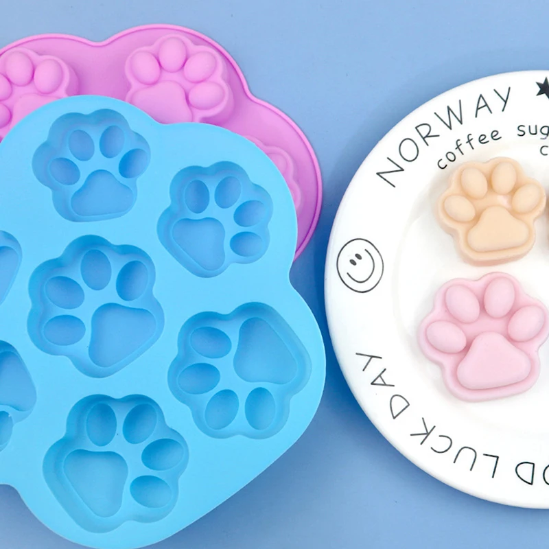 Silicone Mold Lovely Dog Cat Paw Pattern Ice Cube Soap Fondant Decoration Silikon Form Cake Decorating Tools Baking Tools