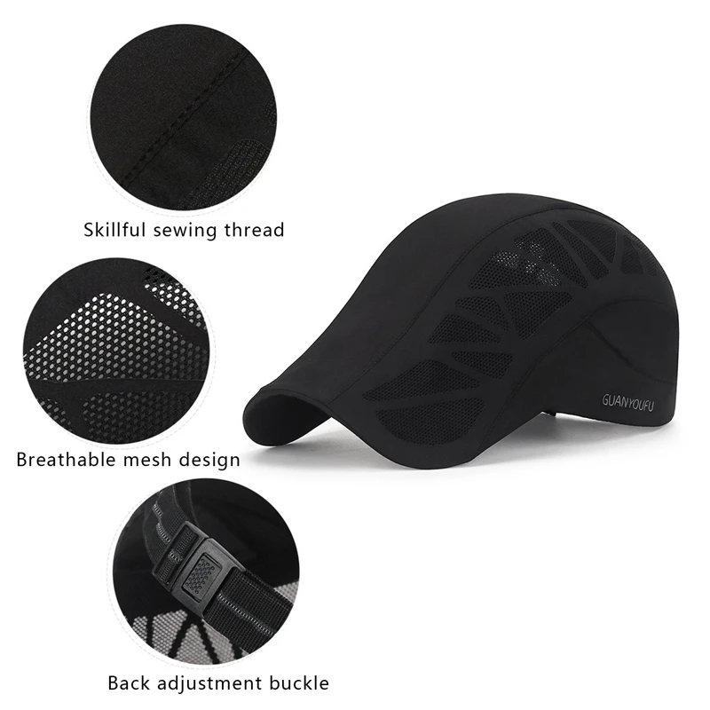 Summer Driver Hat Newsboy Cap Breathable Mesh Men Caps Male Outdoor Golf Cycling Panama Vintage Unisex Mes hBerets Flat Hats