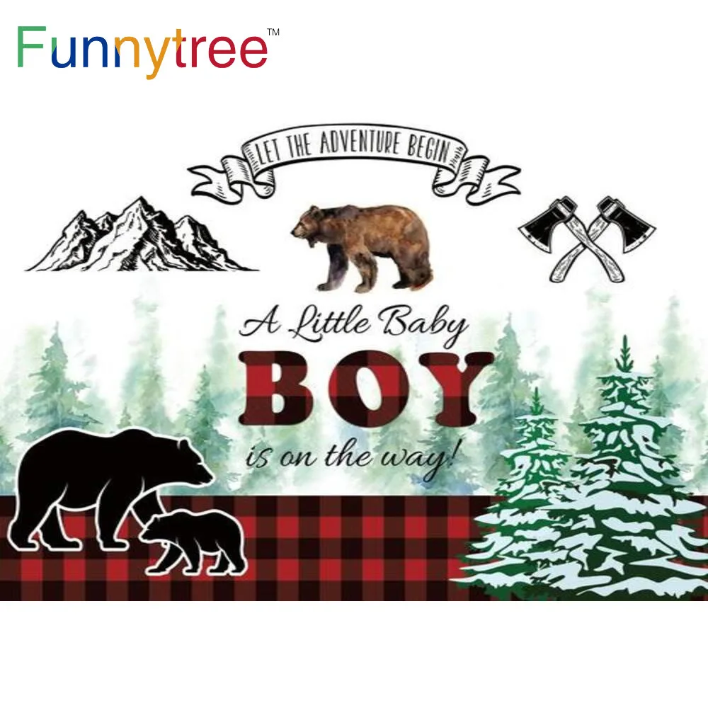 Funnytree a Little Boy is on the Way Baby Shower Birthday Party Background Adventure Forests Jungle Lattice Photozone Backdrop