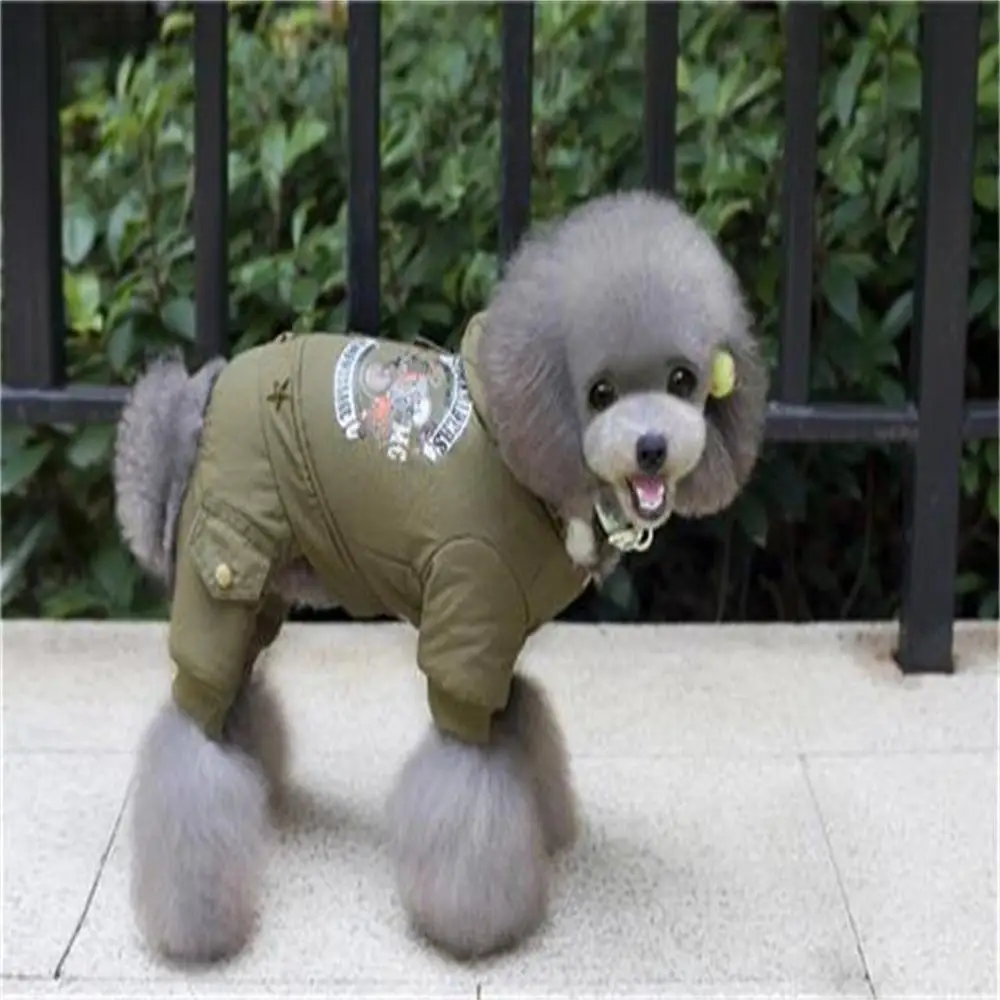 New Thickness Hooded Driver Style Pet Dogs Four Legs Cotton Winter Coat Dog Jumpsuit Warm Small Puppy Dogs Clothing