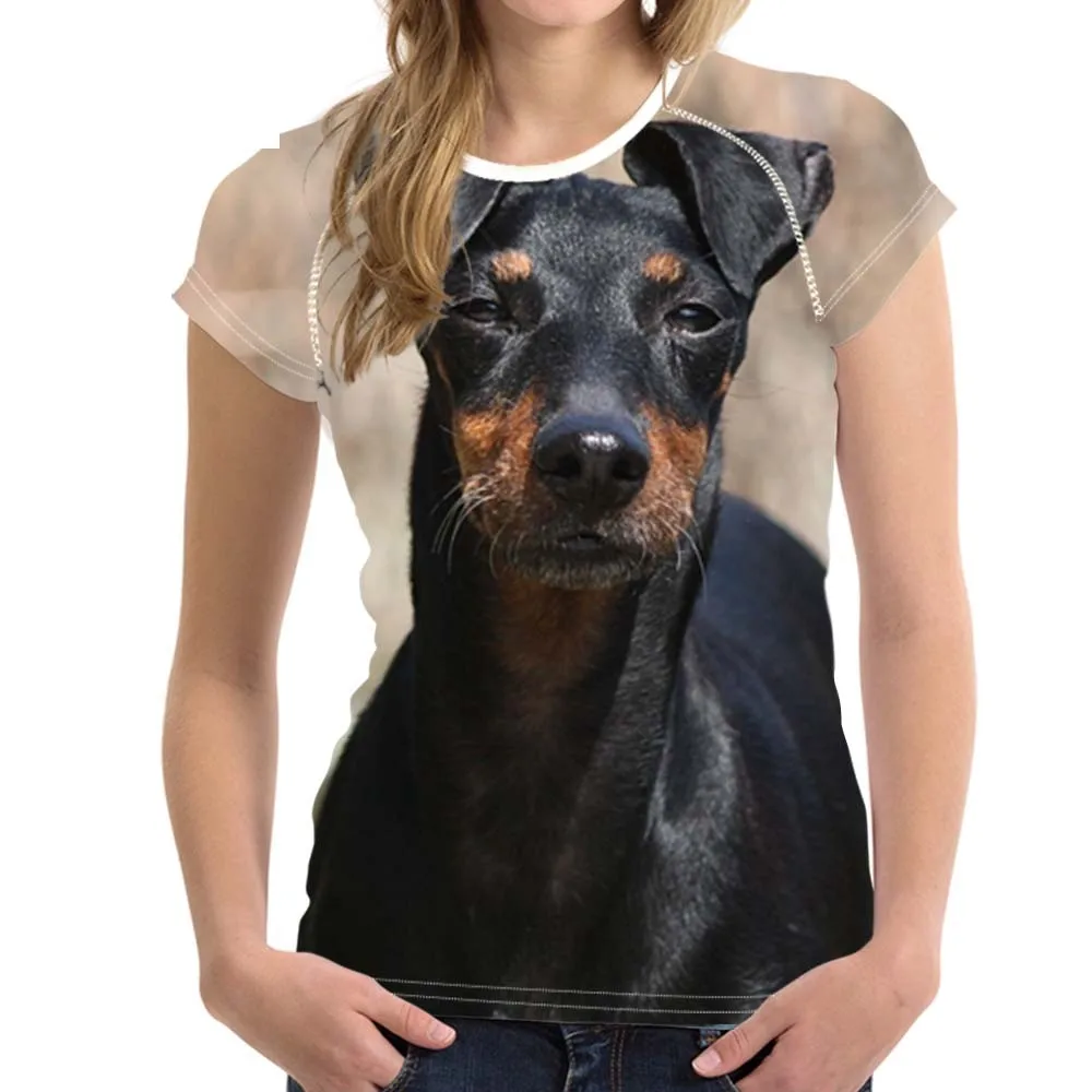 NOISYDESIGNS Harajuku Girls Summer T Shirts Cute Dog Manchester Terrier Print Woman T-shirts Funny O Neck Short Top Tees