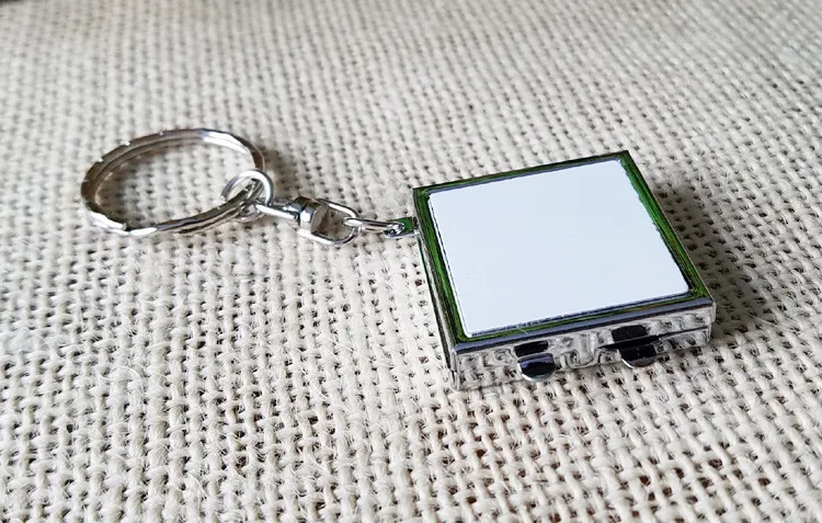 20 قطعة/الوحدة التسامي مرآة ماكياج معدنية فارغة مفتاح سلسلة كيرينغ DIY هدية كلا الجانبين الطباعة