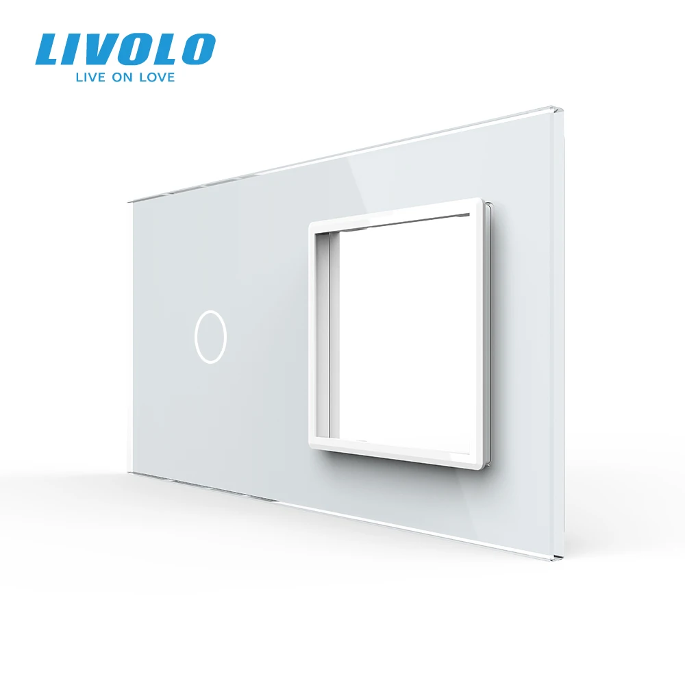 

New Livolo Luxury White Pearl Crystal Glass, 151mm*80mm, EU Standard, 1Gang &1 Frame Glass Panel, VL-C7-C1/SR-11 (4 Colors)