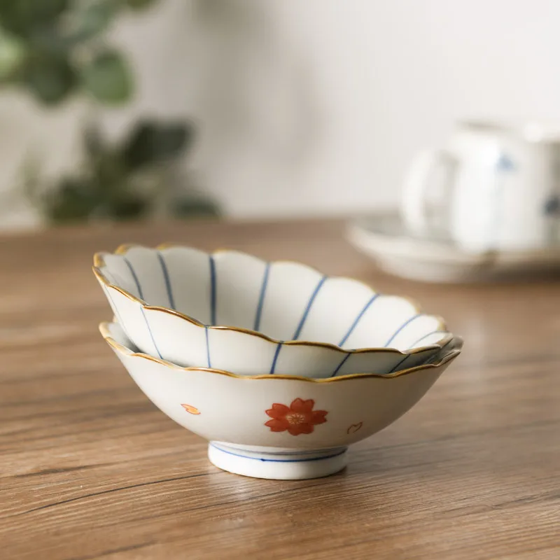 Small Cute Ceramic Flower Shaped Dessert Bowls, Handmade Fruit, Ice Cream Dishes, Eco Friendly Japanese Tableware