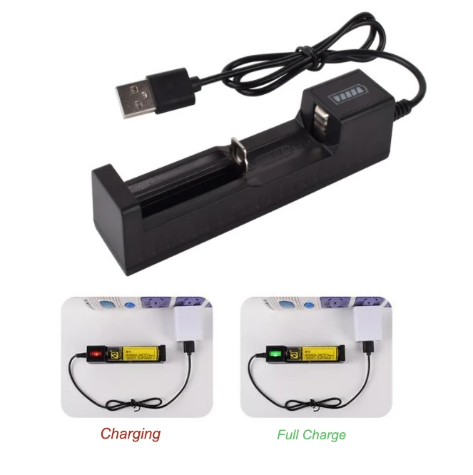 عالمي 1 فتحة بطارية شاحن يو اس بي محول LED الذكية Chargering لبطاريات قابلة للشحن ليثيوم أيون 18650 26650 14500