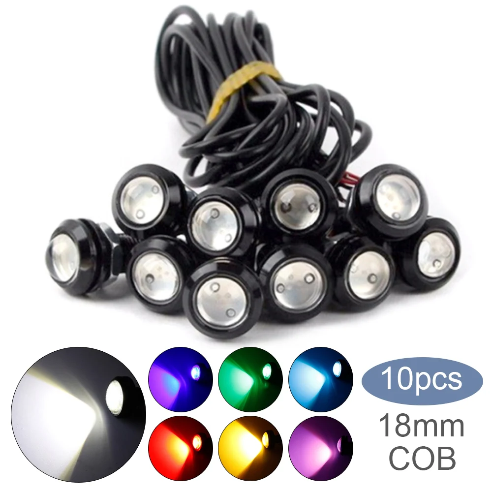 

10pcs 18mm Car Eagle Eye DRL Led Daytime Running Lights LED Backup Reversing Parking Signal Automobiles Lamp for Car SUV Vehicle