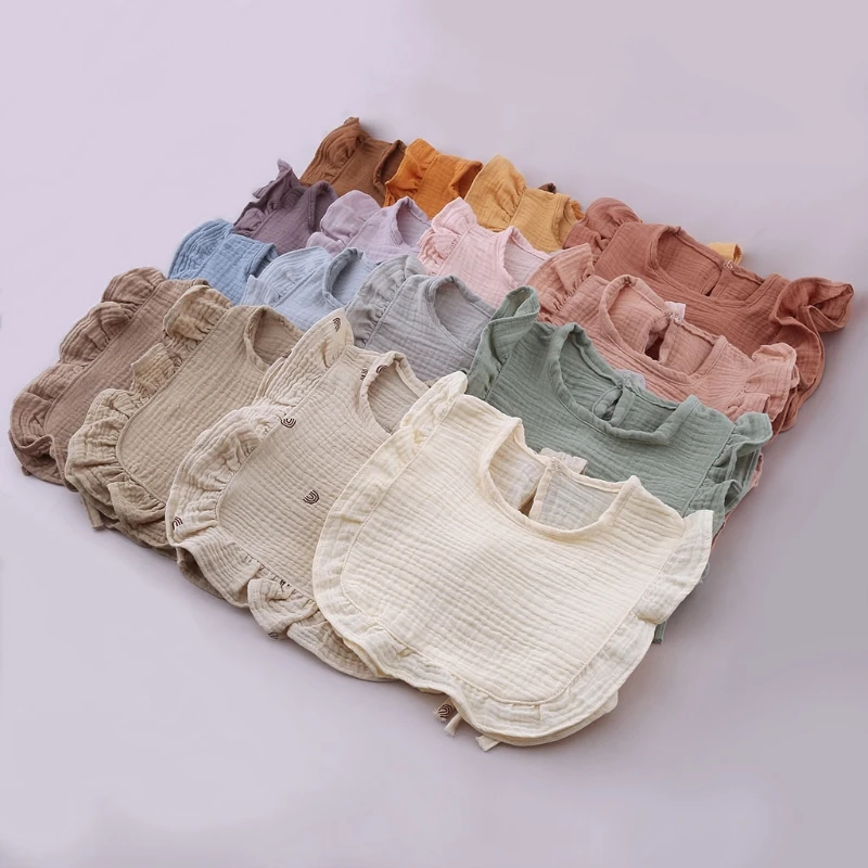 1pc Cute Baby Girls Lace Bibs Soft Cotton Adjustable Lace-up Baby Bib Newborn Burp Cloths for Toddler Kids Feeding Vest Apron