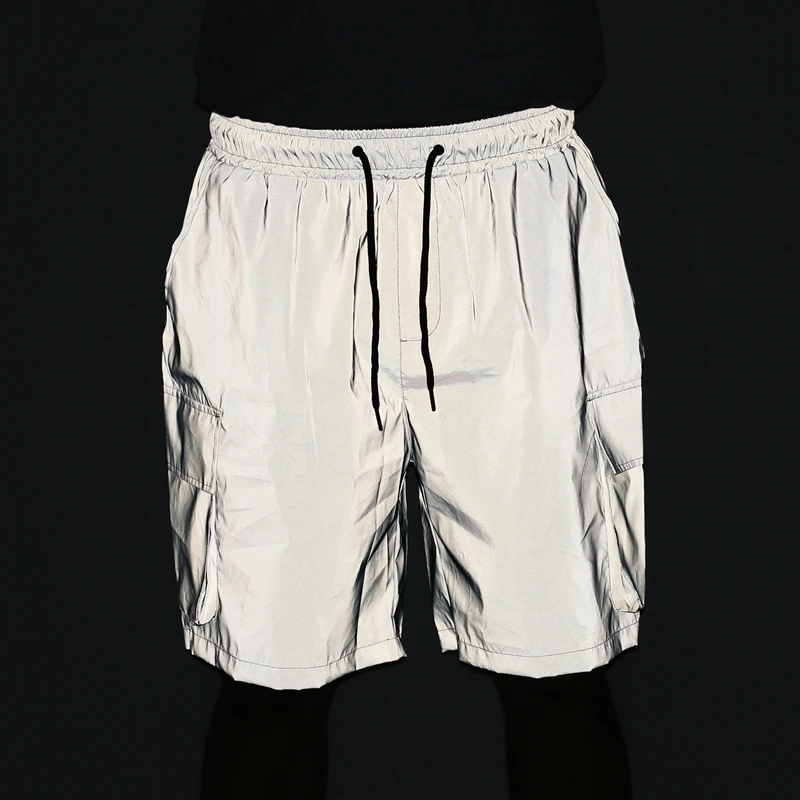 Summer 2025 reflective cargo shorts men multi pockets short pants hip hop casual sports shorts bermudas masculina