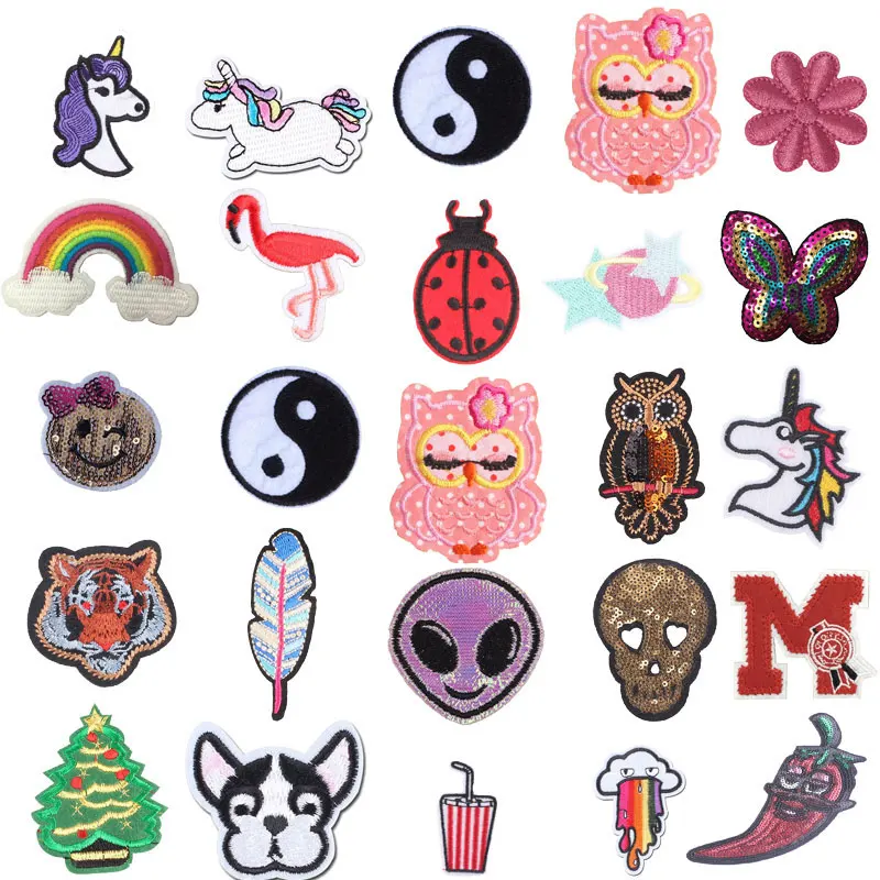 

Suitable for Children Cute Cartoon Small Animal for Clothes Sticker Cars Owl Unicorn Kids DIY Sewing Embroidered Patches Vinyl E