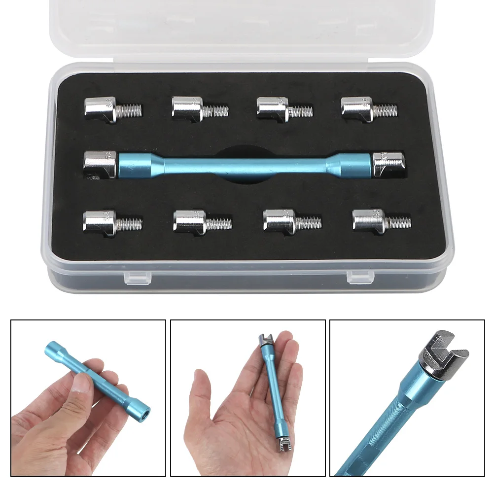 Conjunto de chave de raio de motocicleta, ferramenta de reparo com 10 peças, pontas endurecidas, 5.0 ~ 6.8, ajuste de tensão de raio para a maioria das motos