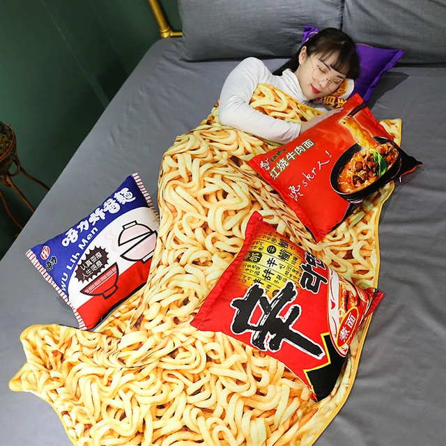 Instant Noodle Pillow Blanket Instant Noodles Plush Pillow Food Plush Throw Pillow Plush Pillows Aliexpress