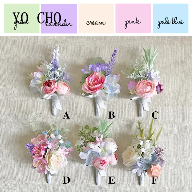 YO CHO Prachtige Zijde Rose Decor Wedding Boutonniere en Broche Kunstmatige Bloem Pols Corsage voor Bruidsmeisjes