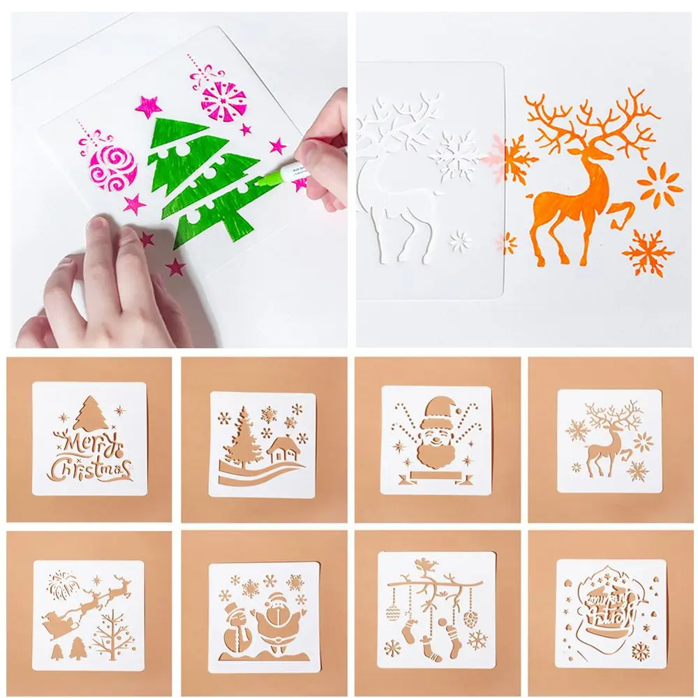 DIY Craft Christmas Layering Stencils For Walls Painting Scrapbooking Stamp Album Decor Embossing Paper Card Template