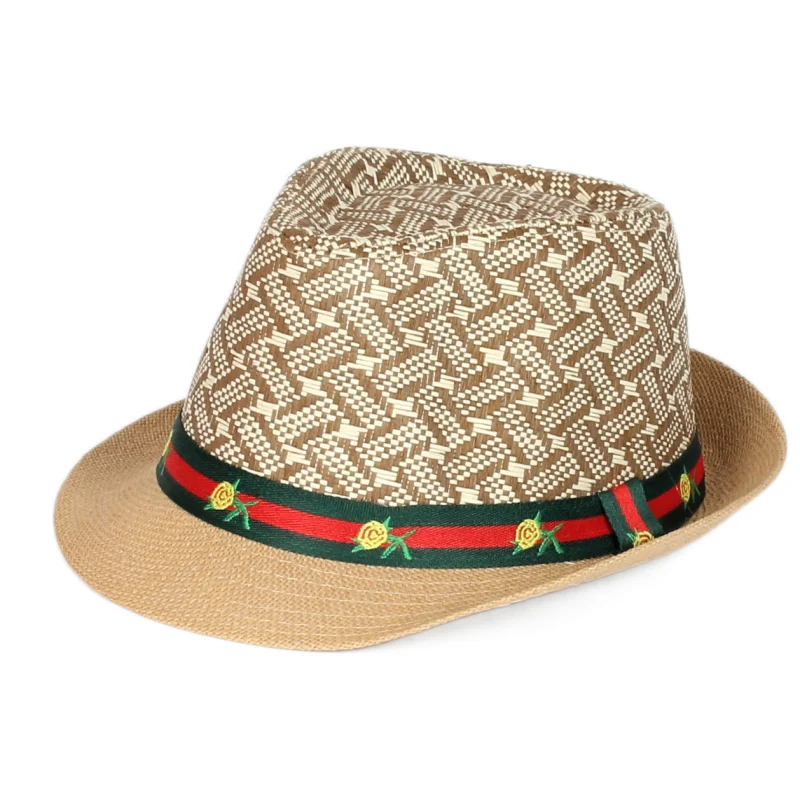 

Wholesale Fashion Lady Fedora Trilby Gangster Cap Straw Panama Hat Men Women Summer Beach Paper Jazz Hats