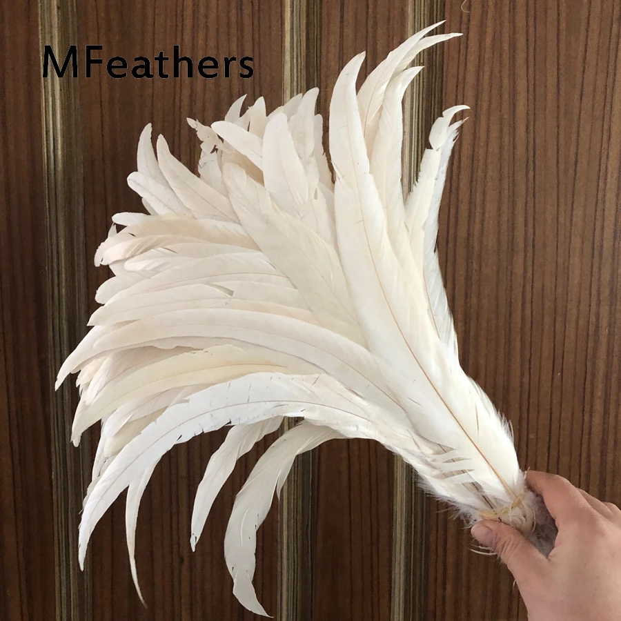 Wholesale 100PCS Raw White / Off White перья для рукоделия Rooster Chicken Feathers Length 25-30CM Cock-Tails Plumes Decorations