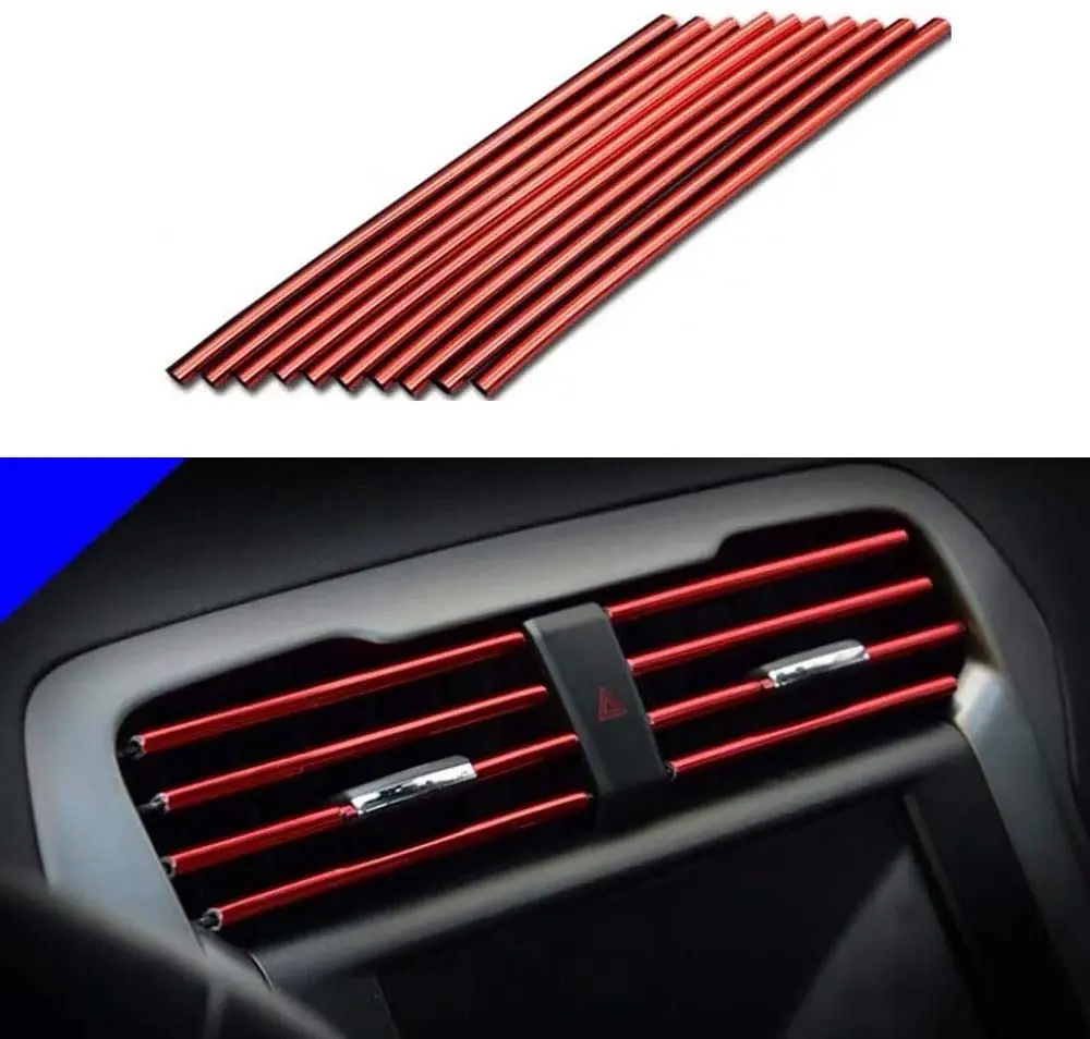 10 Stück 20 cm Auto-Klimaanlage, Entlüftungsauslass, Zierstreifen, U-Form, Chrom, PVC, bunt, glänzend, für Autodekoration