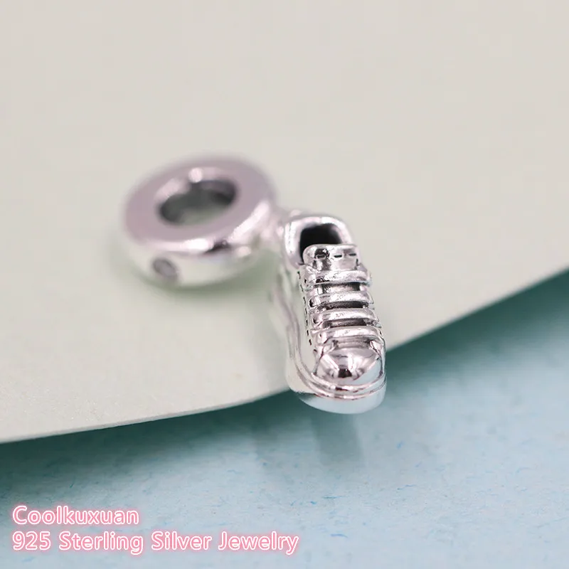 Spring 100% 925 Sterling Silver Sneaker Shoe Dangle Charm beads Fits Original Pandora bracelets Jewelry Making