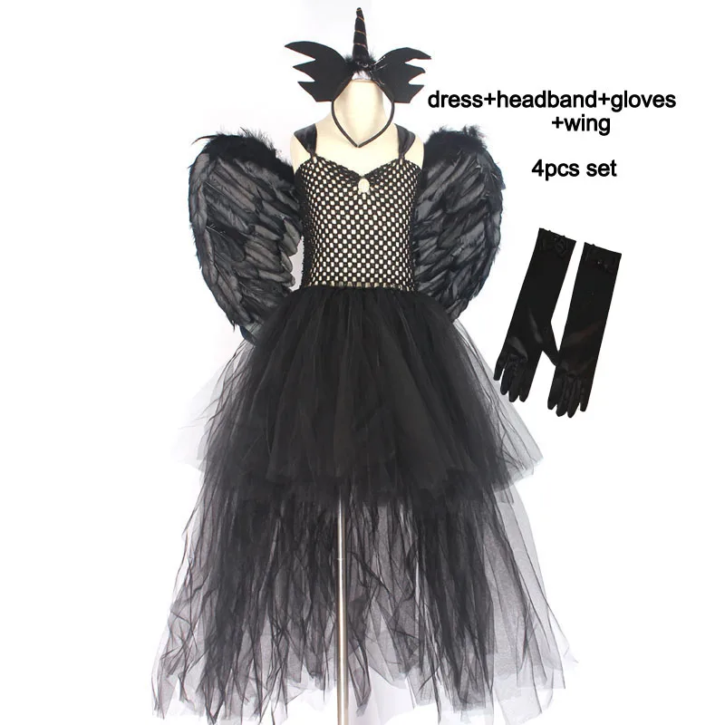 Halloween Black Devil Unicorn Dress High-Low Style Handmade Girls Tutu Dress Kids Fallen Dark Angel Fancy Party Carnival Costume - AliExpress 1501 Halloween Black Devil Unicorn Dress High-Low Style Handmade Girls Tutu Dress Kids Fallen Dark Angel Fancy Party Carnival Costume - AliExpress 1501