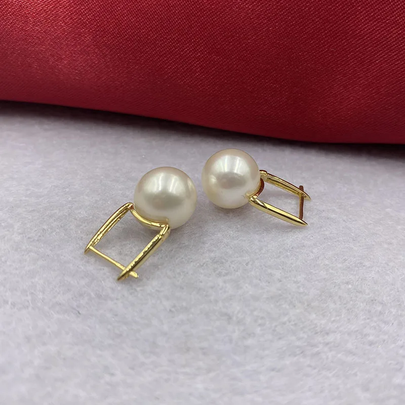 

Sinya 18K Gold Hoop Earring Use 9.5-10mm Natural Round Pearls Tendy Design Fine Jewelry for Women Girls Mum Best Gift New Style