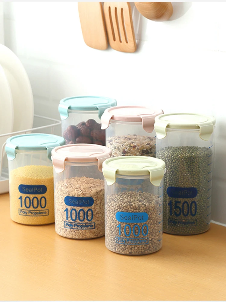 

Kitchen plastic PP material fresh-keeping sealed can five grains coarse cereals household grain storage tank food storage box