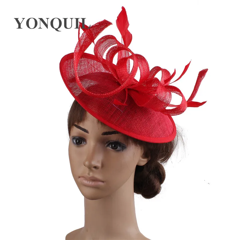 Formal Women Wedding Chuch Hat Bride Mariage Chapeau Ladies Party Occasion Derby Fascinator Sinamay Hat With Headband Accessory image 5