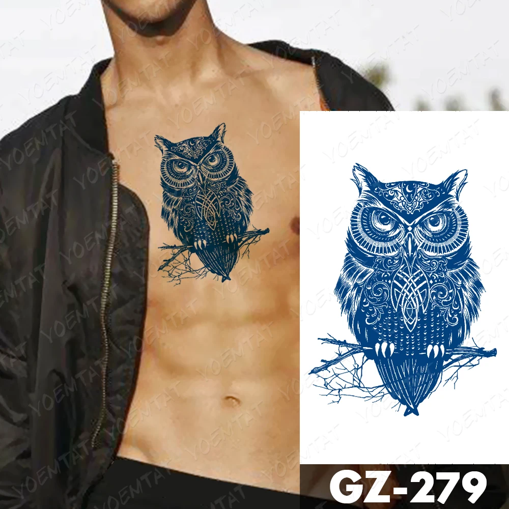 Juice Lasting Ink Tattoos Body Art Waterproof Temporary Tattoo Sticker Leopard Tiger Tatoo Arm Fake Totem Mechanical Owl Tatto