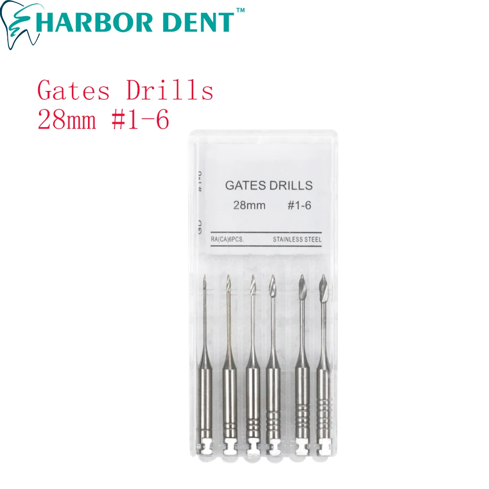 1 Pack(6pcs) Dental Endodontic Drill Gates Glidden Gates Reamers Rotary Paste Carriers28mm Engine Use Stainless Steel Endo