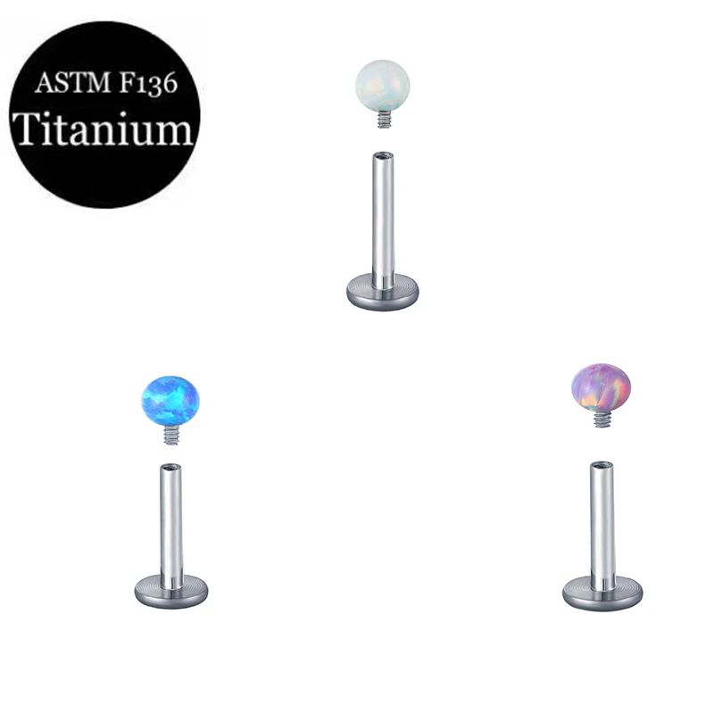 ASTM F136Titanium Opal Stone Fund Sell Iike Hot Cakes Inside The Circular Shaped Style Stud Lip Ear Bone Stud Ear Piercing Jewel