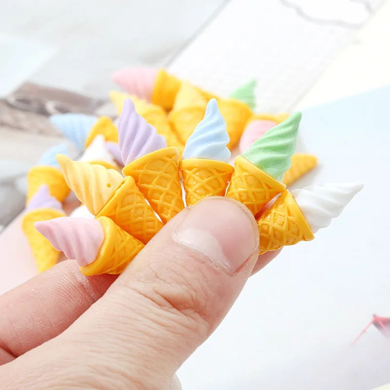 100pcs Kawaii Ice Cream Dessert 3D Resin Cabochon Mini Simulation Food Art Supply Decoration Accessories