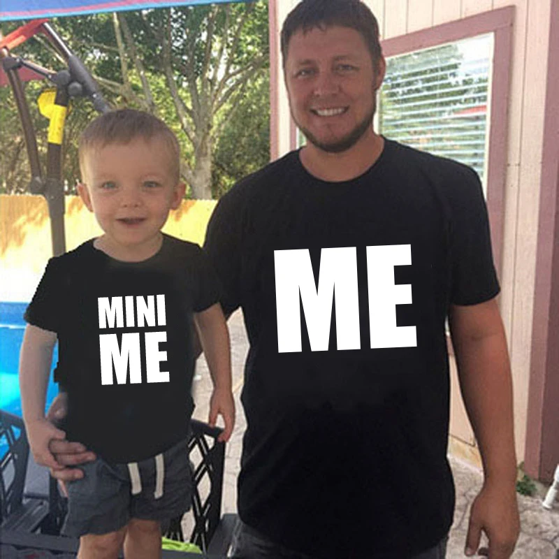 ME and MINI me Little print t-shirt Family Matching Clothes Father and Son Kids Clothes daddy Baby boy Family Look t shirts