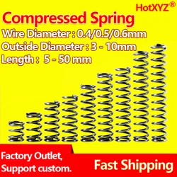 HotXYZ 65Mn Cylidrical Coil Compression Spring Y Type Return Pressure Compressed Small Spring Steel Wire Diameter 0.4 0.5 0.6mm