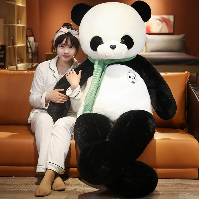 

1pc 80/100cm Lovely Panda with Scarf Plush Toy Giant Animal Treasure Panda Stuffed Dolls Soft Sleep Pillow For Children Present