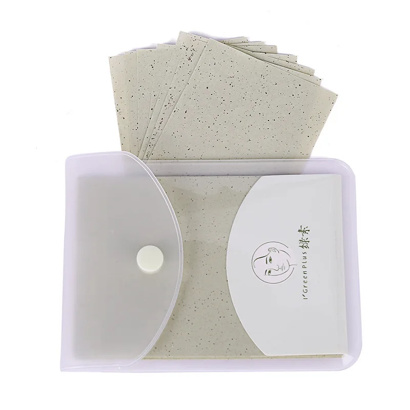 Papier absorbant portable pour le visage, lingettes de contrôle d'huile, feuille de thé vert, tapis de butin gras, tissu de maquillage, nettoyage du visage, 160 pièces
