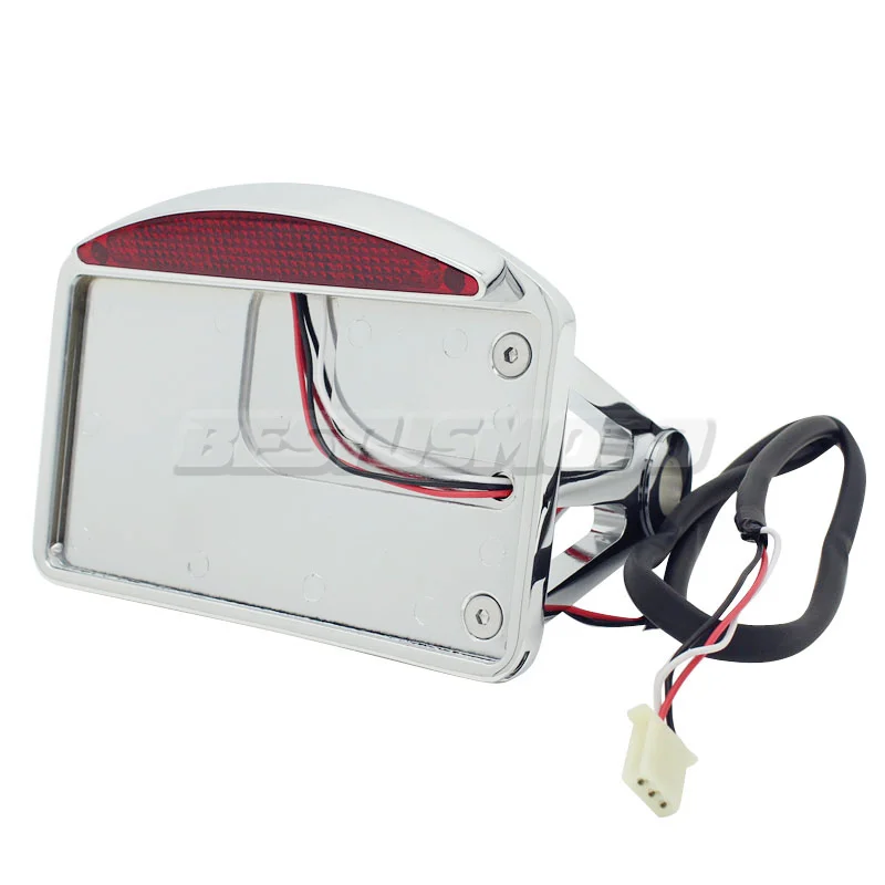 Motorcycle License Plate LED Tail Light Horizontal Side Mount Bracket Holder For Harley Bobber Chopper Custom Touring Universal