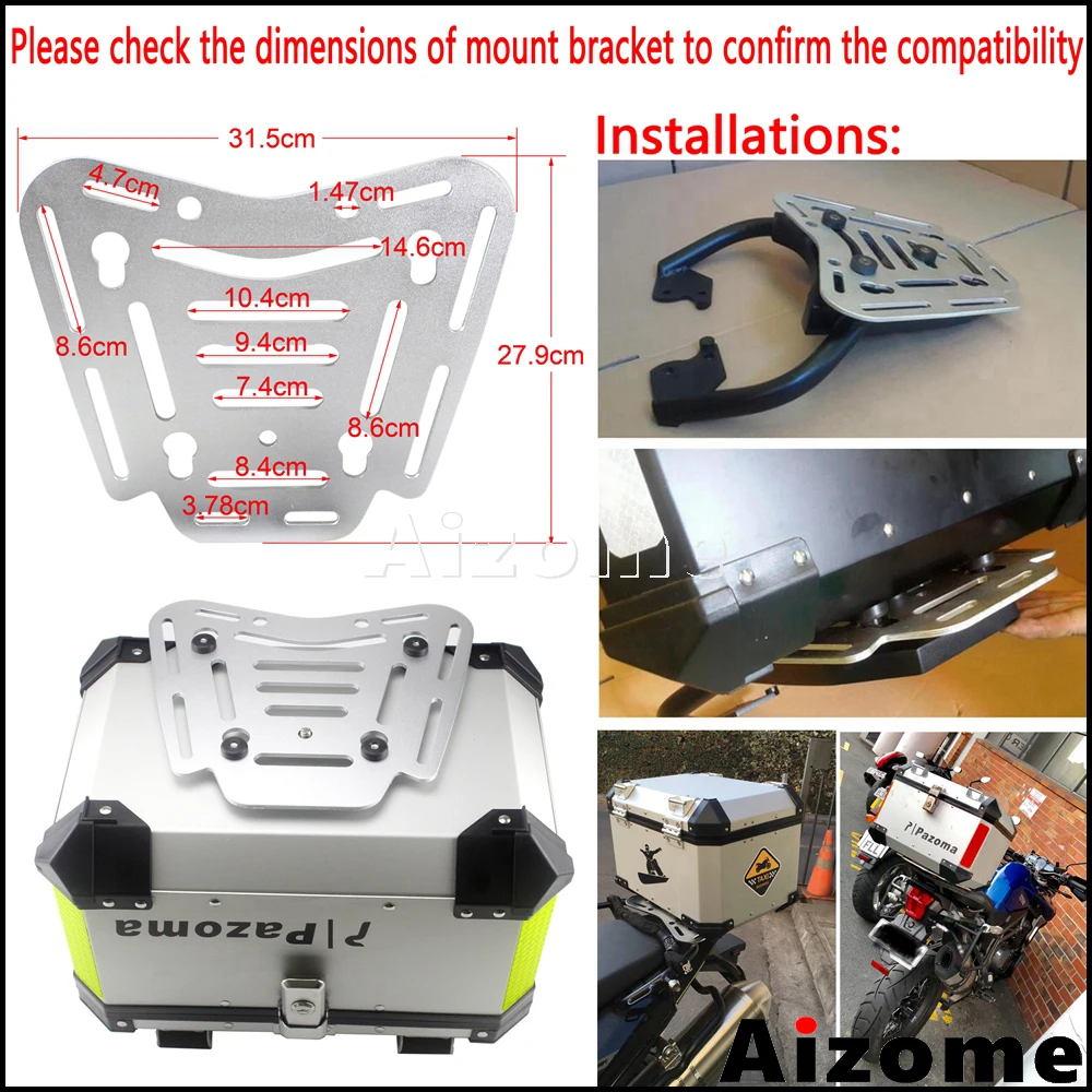 Universal Motorcycle Top Case Aluminum 45L Cargo Tail Box Motorbike Street Bike Rear Luggage Lock Topcase For BMW Honda Aprilia