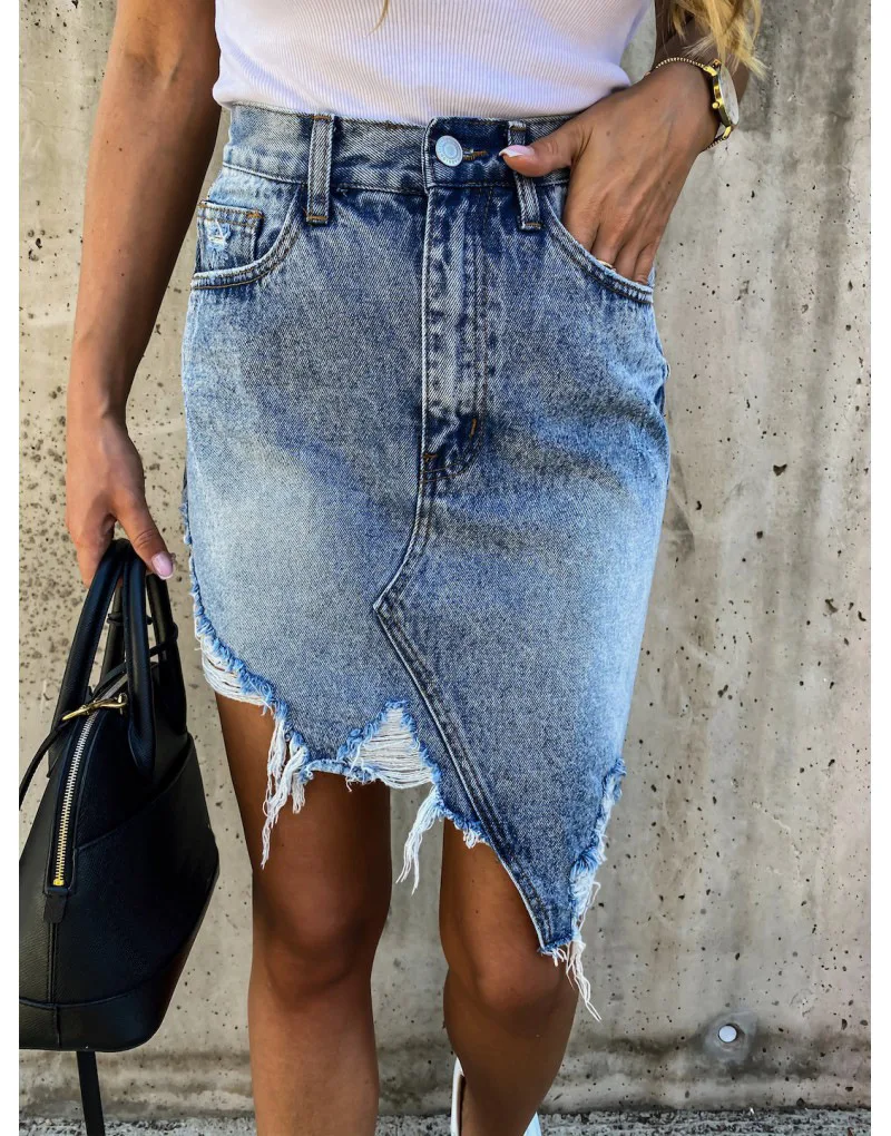 

2020 new arrival summer woman denim skirt fashion irregular jeans mini skirt street casual Pack hips skirt S-XL wholesale price