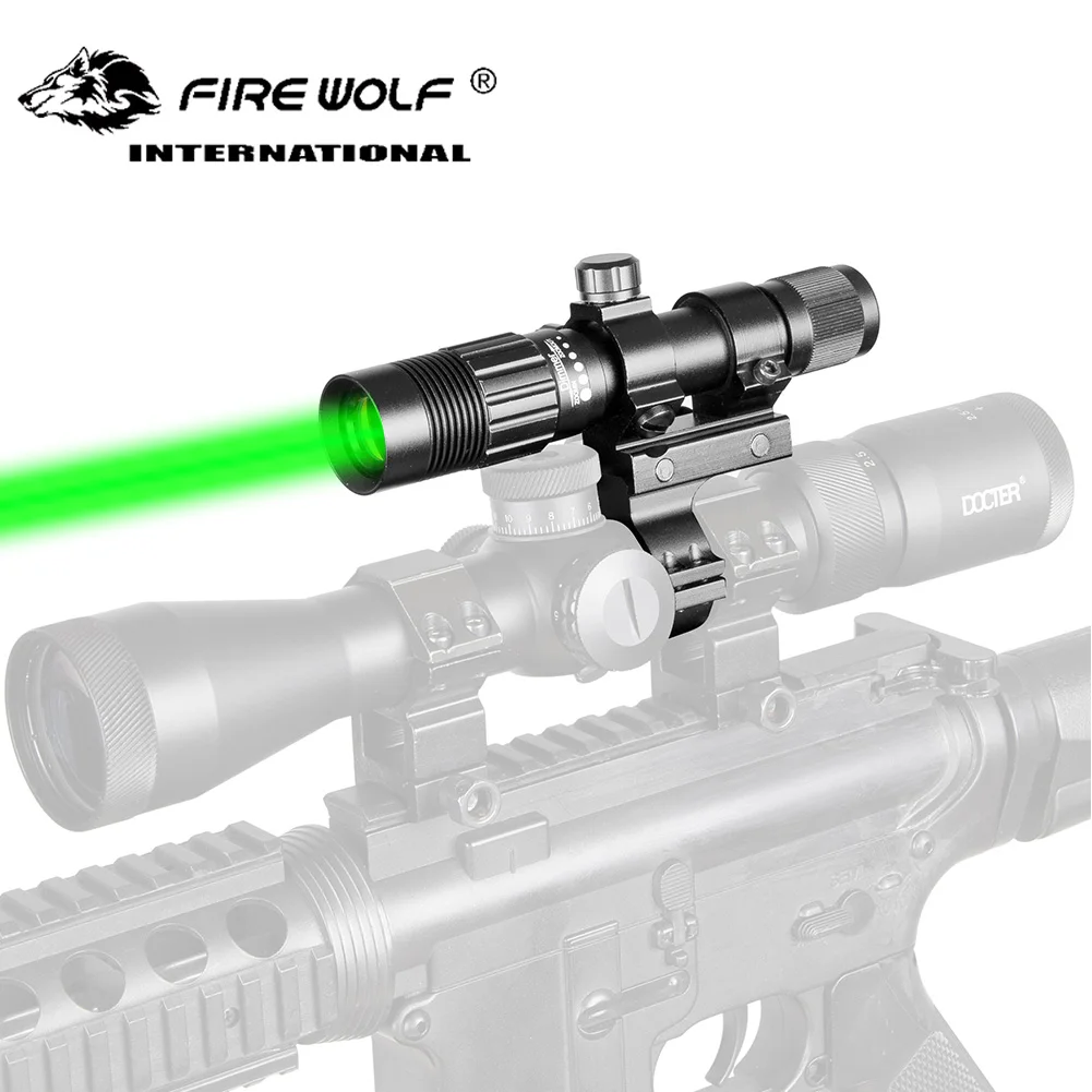 Hunting 5mw Green Laser aim Optical sight Adjustable Airsoft pistol laser pointer Flashlight with  rifle scope Ring