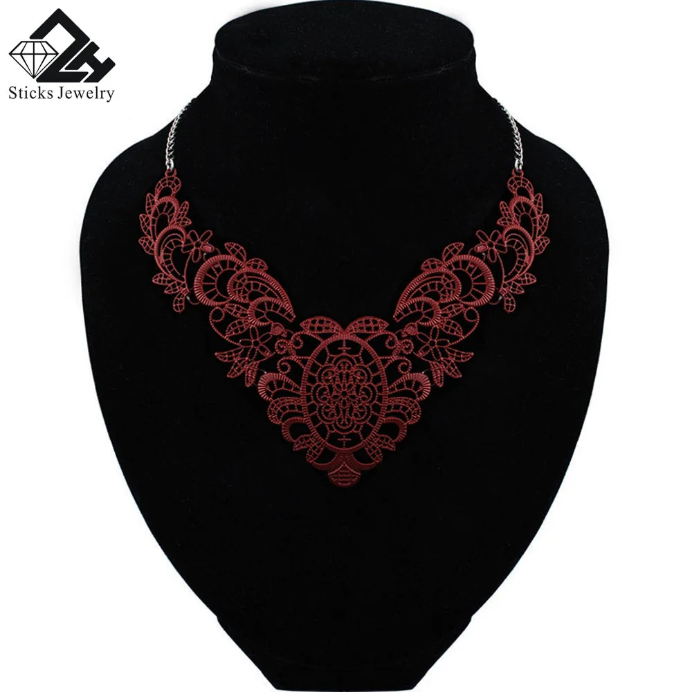 Trendy Lace Necklace European and American Fashion Zine Alloy Hollow Out  Painting Factory Direct False Choker