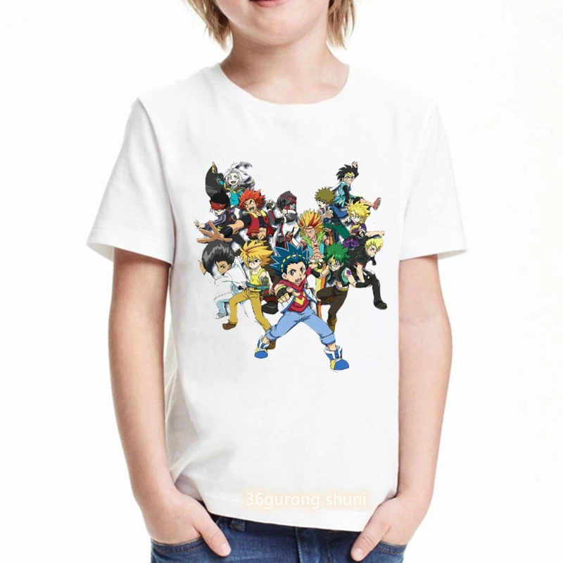 2021 hot sale boys t-shirt anime cartoon Beyblade Burst Evolution printed youth tshirt fun kids clothes summer white shirt tops