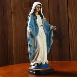 Virgin Mary Sculpture Catholic Religious Our Lady Statue Resin Ornament for Home Living Room Christmas Desktop Decoration