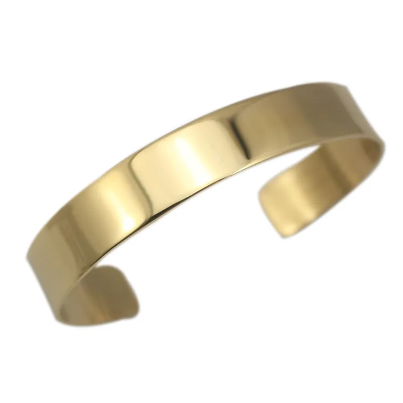 316L Stainless Steel Cuff Bangle Classic Plain Round Gold Color Laser Logo Opened Bracelet Blanks Band for Women